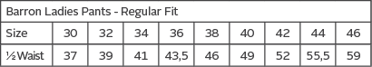 Statement Stretch Pants Ladies — Size guide