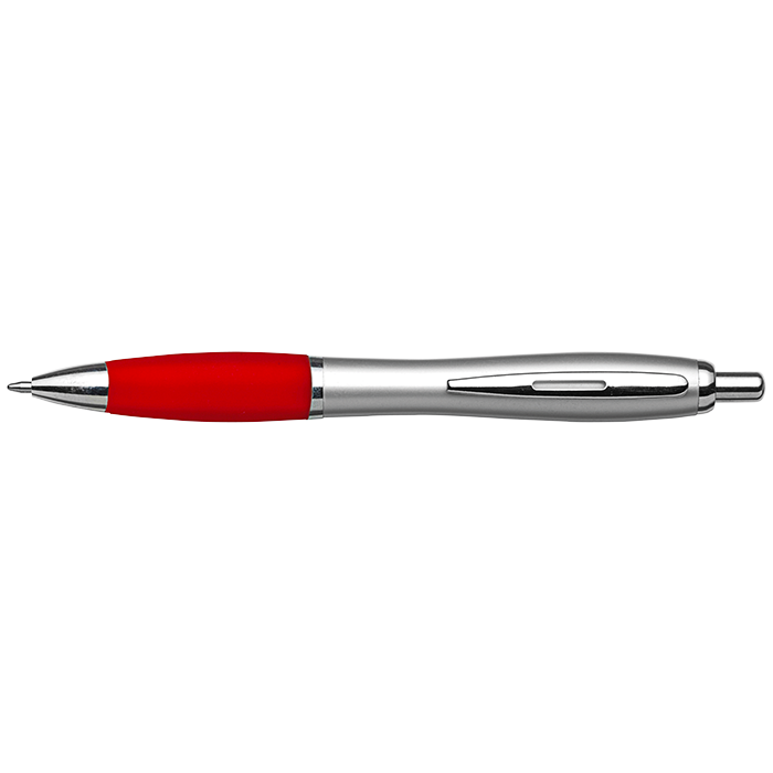 Silver Barrel Curved Design Black Ink Pen